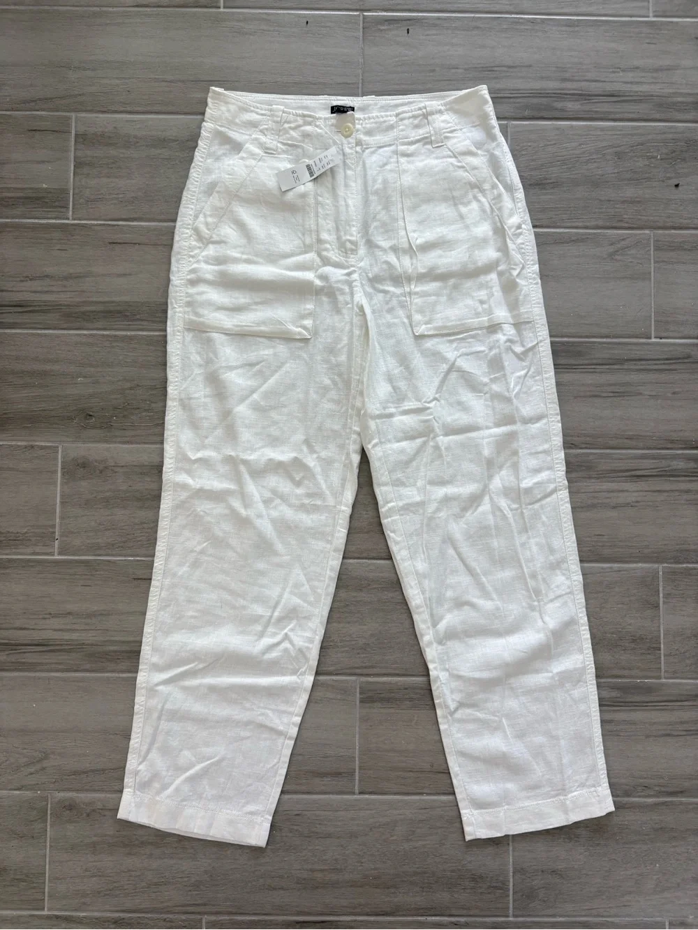 J. Crew NWT White Seaside Cargo Pant Linen Blend - Picture 1 of 5